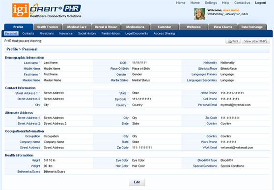 Orbit Personal Health Record